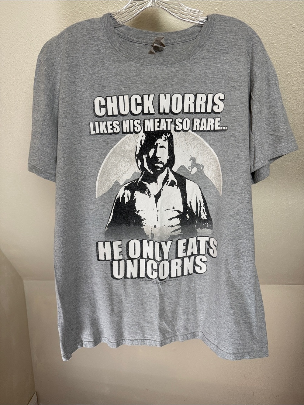CHUCK NORRIS Gray Short Sleeve Tee Size Large